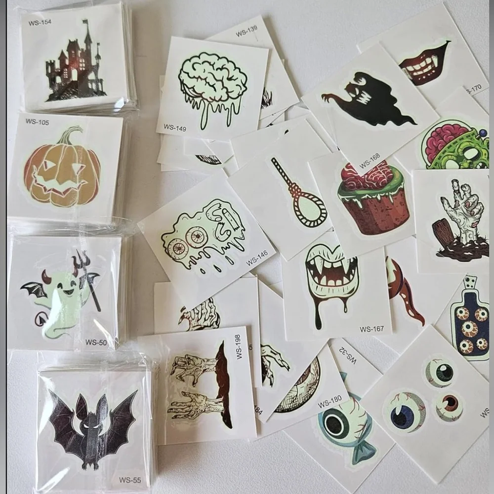 Halloween Tattoos for Kids, Individually Wrapped Glow In the Dark Kids Tattoos